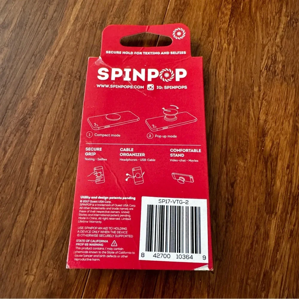 🌟FREE🌟 NWT SpinPop Universal Phone Holder Grey Black White Marble Design